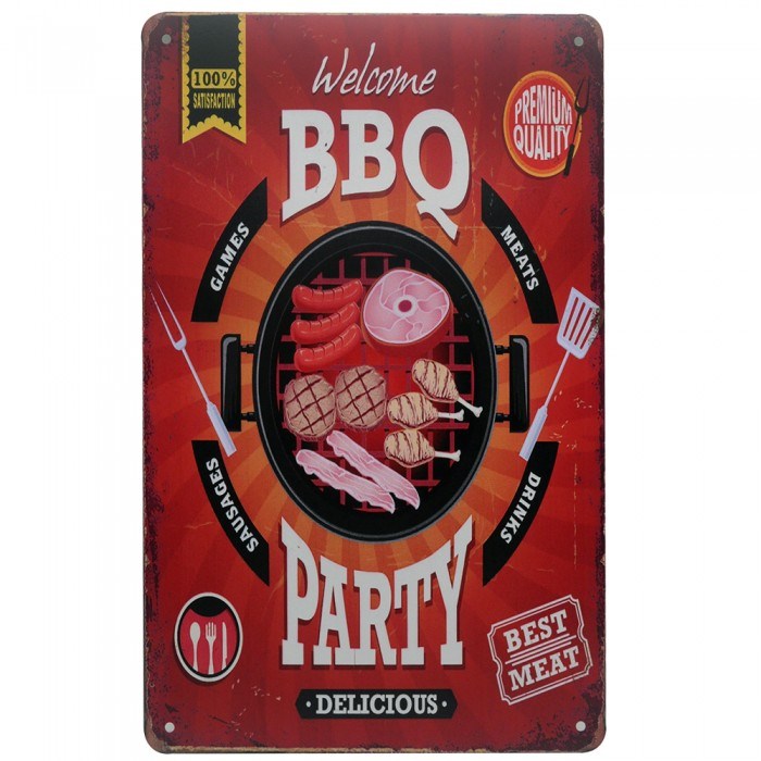 Винтажная вывеска для интерьера Home Comfort BBQ Party