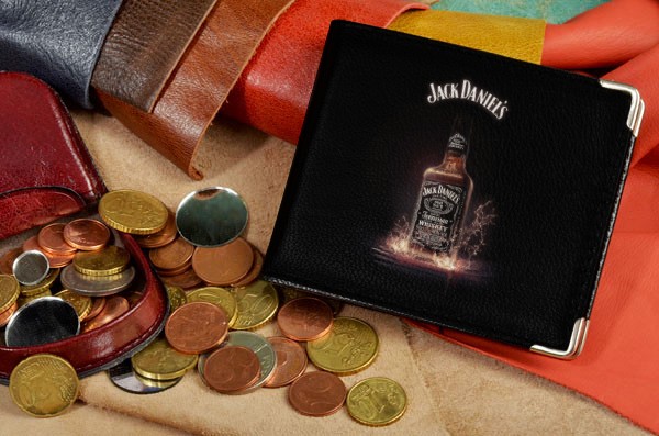 Черное кожаное портмоне Jack Daniels
