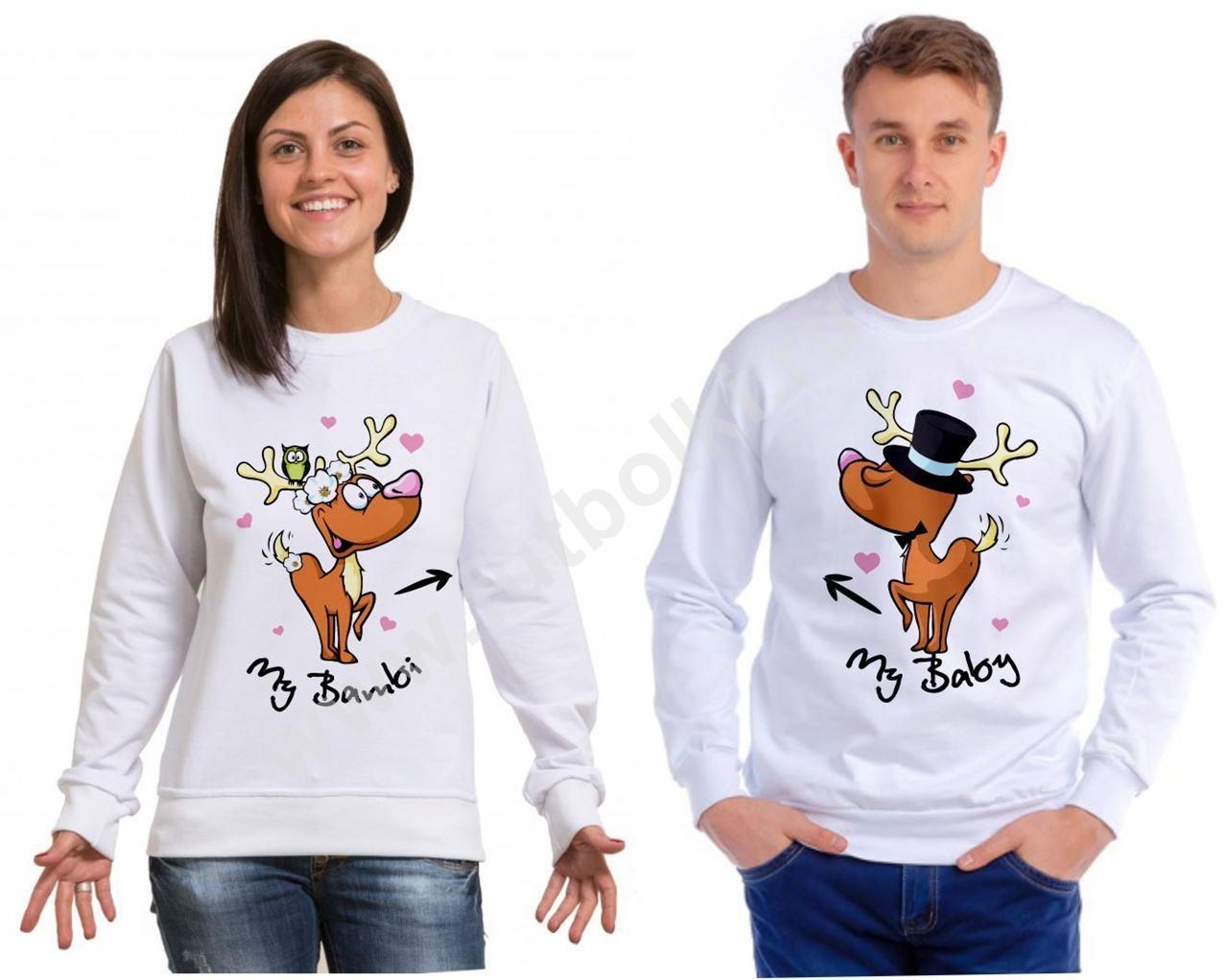 Парные толстовки с оленями My bambi, my baby