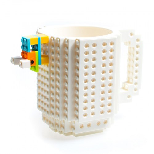 Белая кружка/подставка для ручек Lego