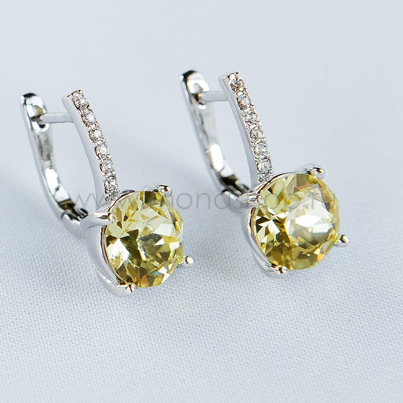 Серьги с желтыми кристаллами Swarovski Классика