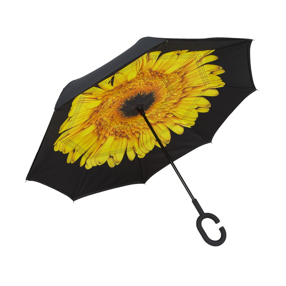 Желтый обратный ветрозащитный зонт Up-brella Цветок