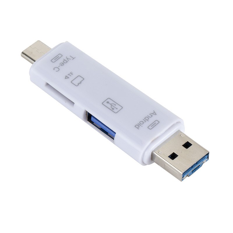USB Type-C картридер OTG Smart D-188 3 в 1 (белый)