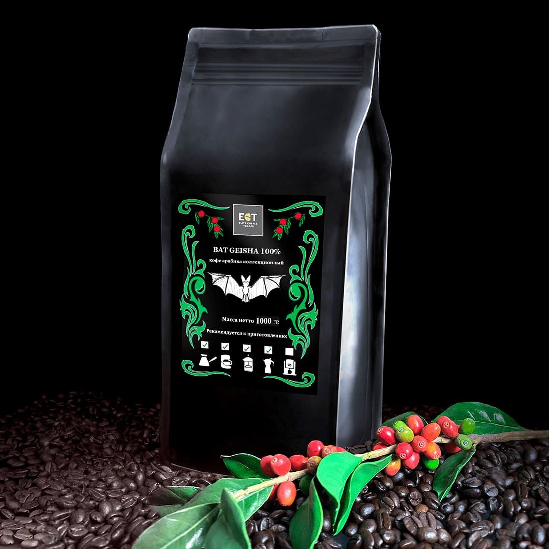 Кофе Bat Geisha | Пакет | 1000 g (1kg) - 1000гр