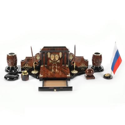 Солидный настольный набор из обсидиана
