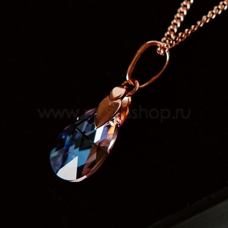 Подвеска на цепочке с камнем Swarovski «Розовые грёзы»
