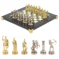Шахматы Лучники (мрамор, змеевик) 28х28 см