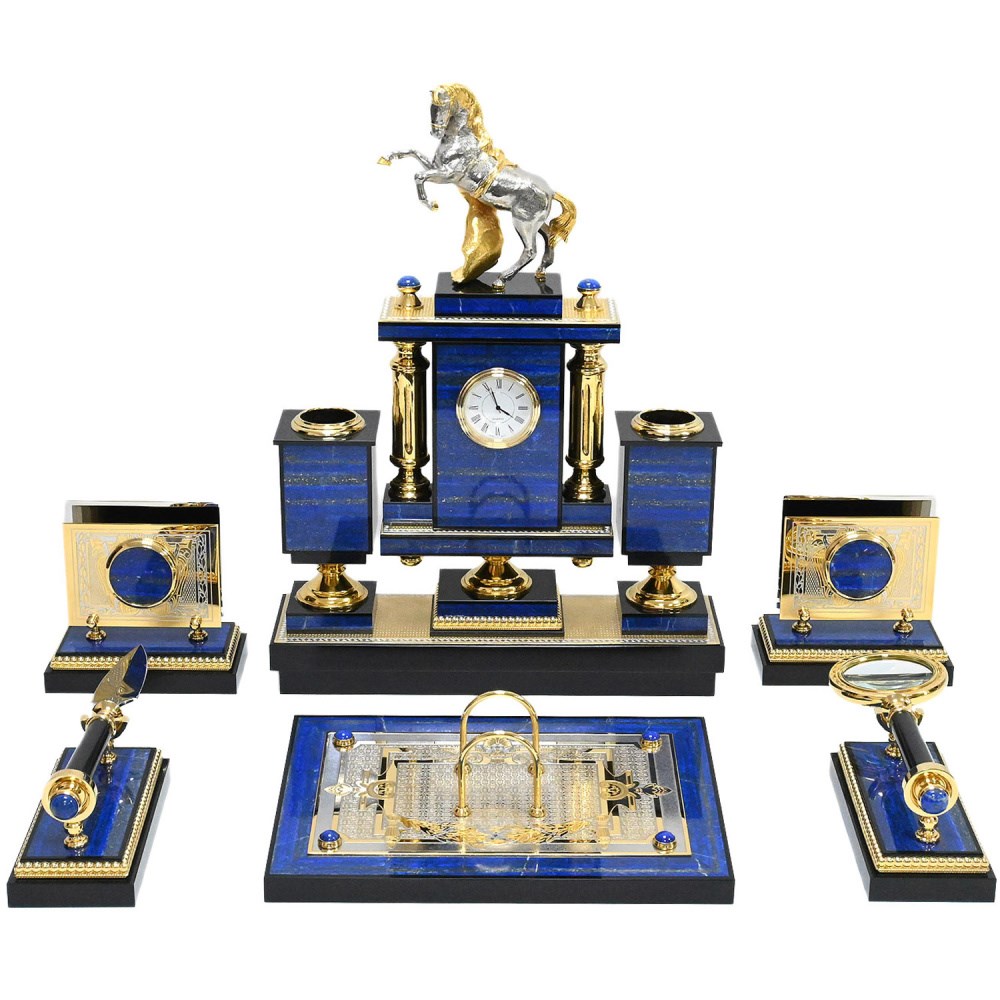 Настольный набор из лазурита Конь, 570*280*420 мм