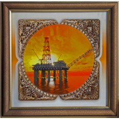 Оранжевая картина с кристаллами Сваровски Нефть