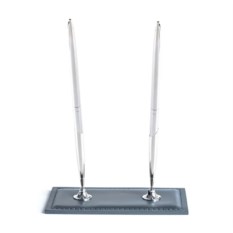 Держатель из кожи для двух ручек (цвет: графит)