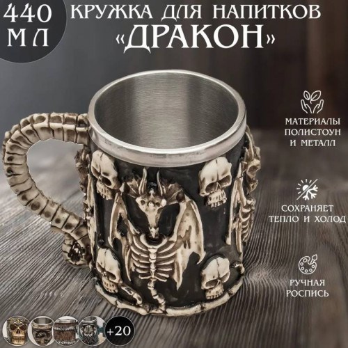 Кружка «Дракон с черепами»