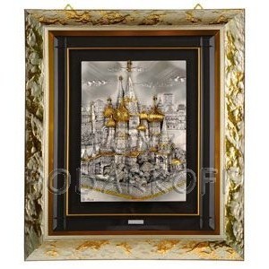 Картина на серебре «Собор Василия Блаженного»