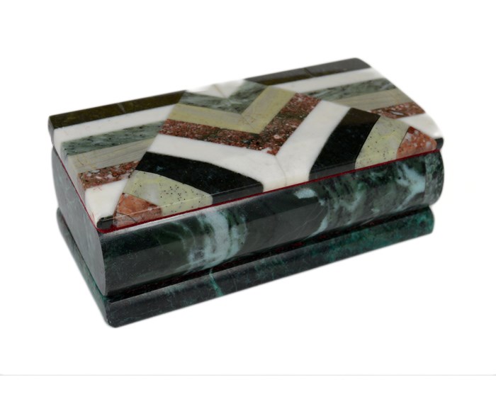 Ларец из змеевика с бархатом Мозайка, 145*70*50 мм