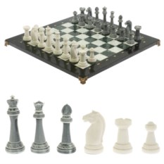 Шахматы подарочные Стаунтон 44х44 см мрамор / шабровский змеевик