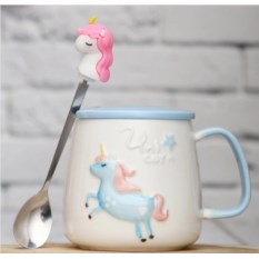 Кружка с крышкой и ложкой Единорог Звездочка