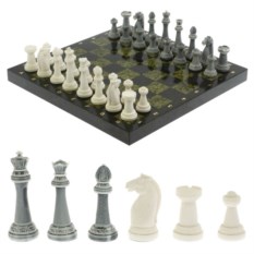 Шахматы Стаунтон из мрамолита доска 40х40 см змеевик