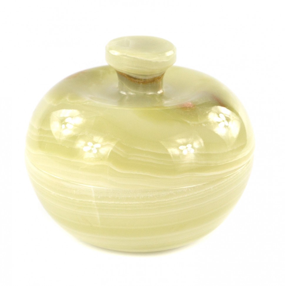 Круглая шкатулка Яблоко из оникса10,3х10,3х9 см