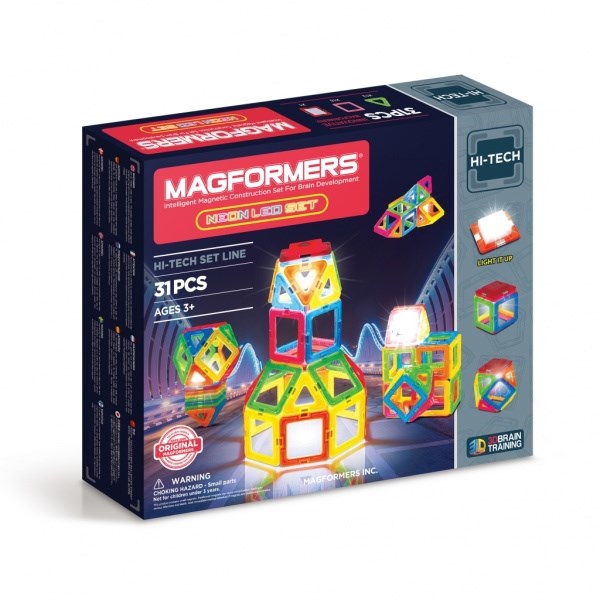 Магнитный конструктор MAGFORMERS 709007 Neon Led set