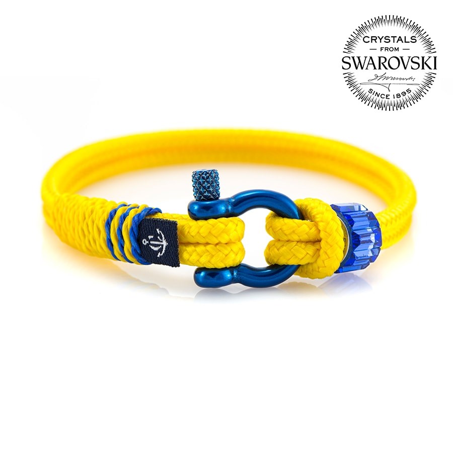 Женский жёлтый браслет с камнем Swarovski № 7244