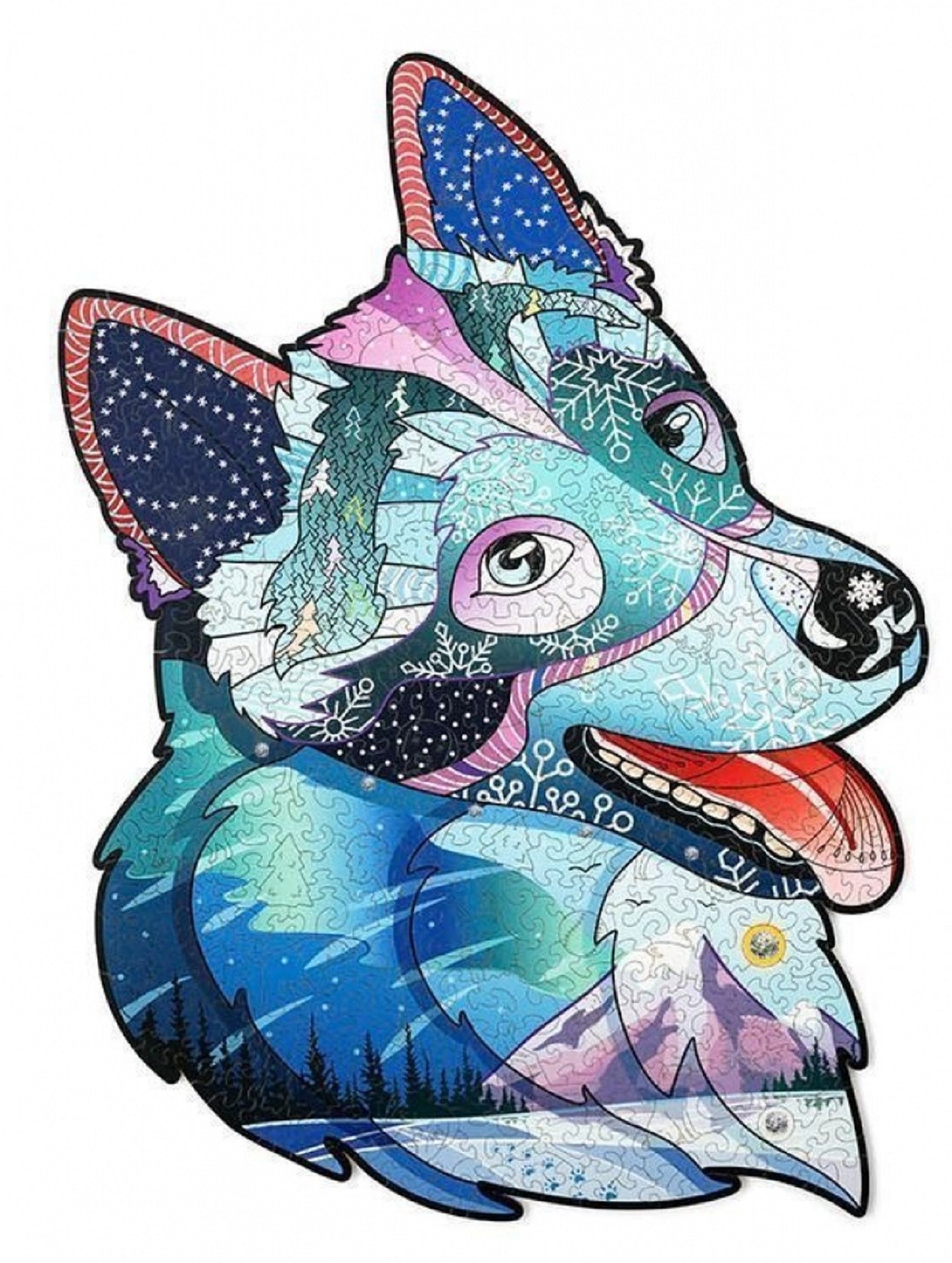 Деревянный пазл «Храбрый Хаски с кристаллами Swarovski»