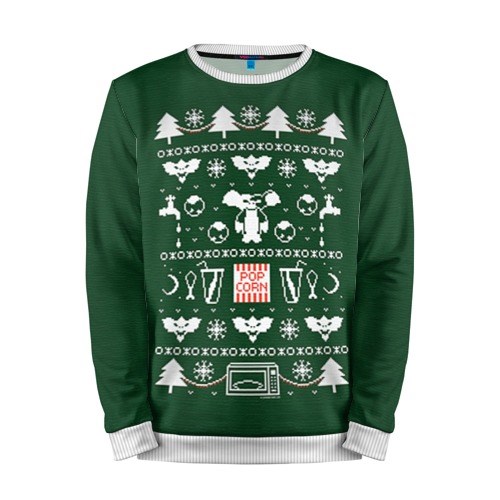 Мужской свитшот 3D Новогодний свитер Гремлины