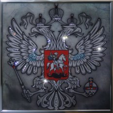 Картина Герб России на серебряном фоне