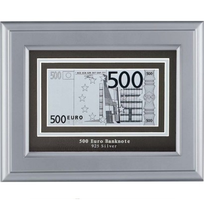 Банкнота 500 Euro в серебре