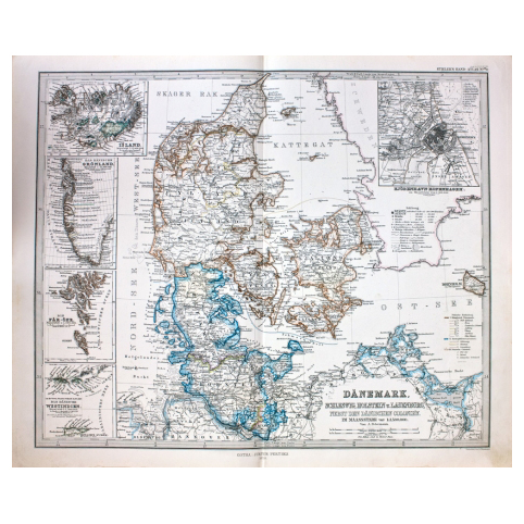 Старинная карта Дании