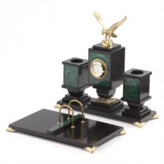 Настольный прибор из малахита Горный орел