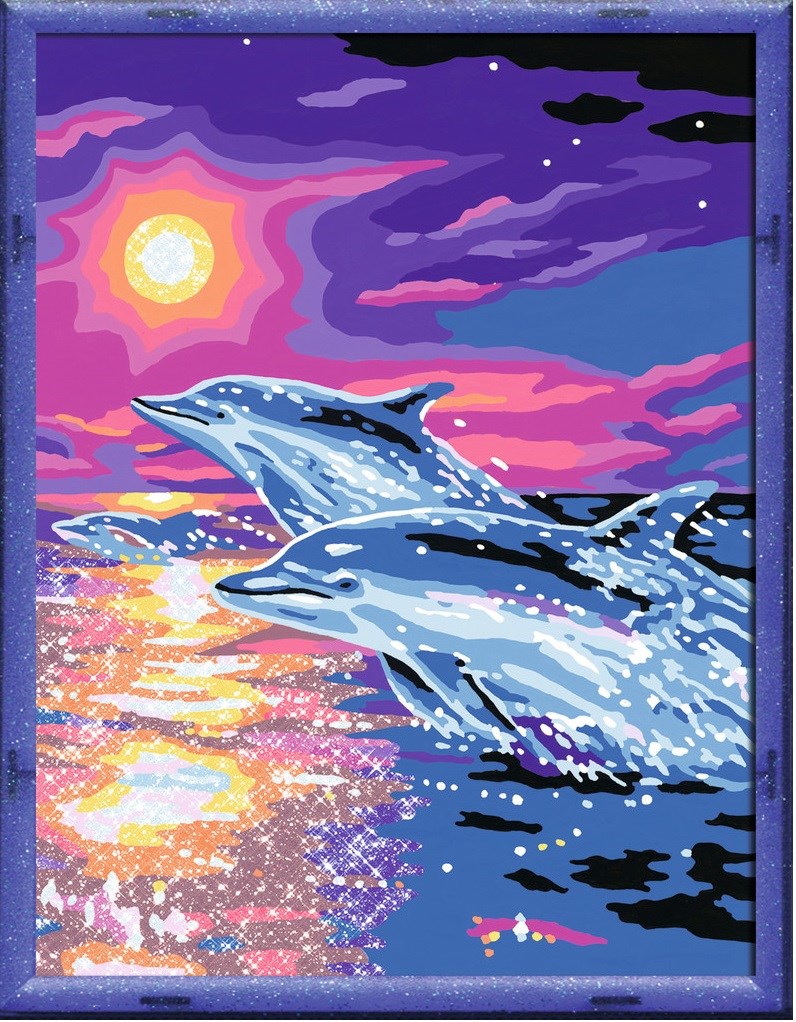 Рисование по номерам дельфины