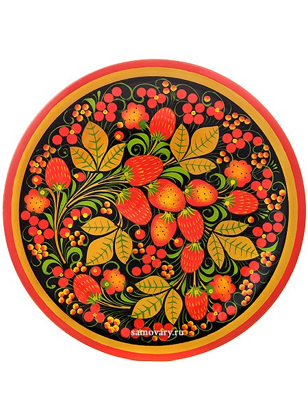 Тарелка-панно в стиле хохлома Клубника