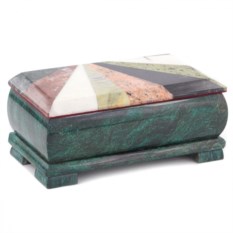 Шкатулка для денег Купюра с мозаикой (змеевик)