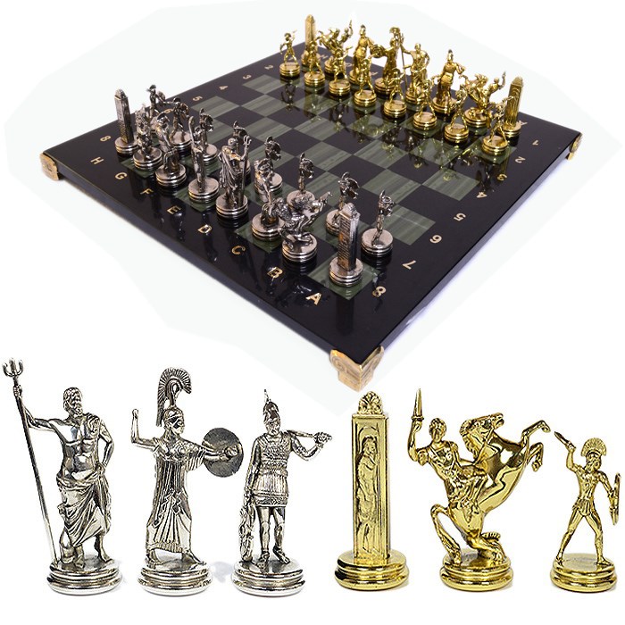 Шахматы с металлическими фигурами Битва Титанов