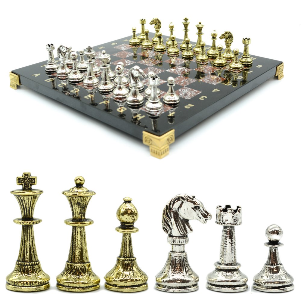 Шахматы подарочные с металл. фигурами Стаунтон, 250*250мм