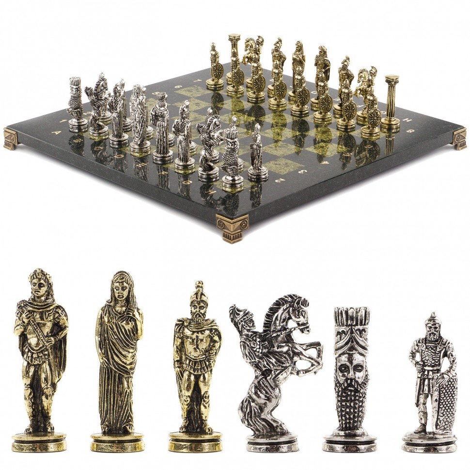 Шахматы Александр Македонский 36х36 см из змеевика