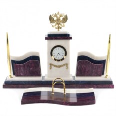 Настольный набор Герб (мрамор, змеевик)