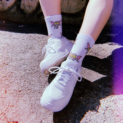 Носки белые «Кот Том»