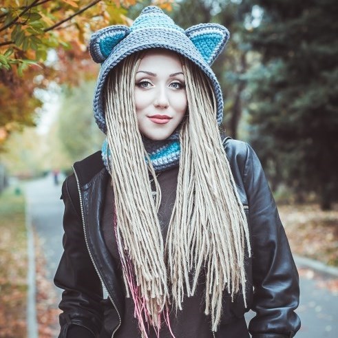 Вязаный снуд с капюшоном Чеширский кот