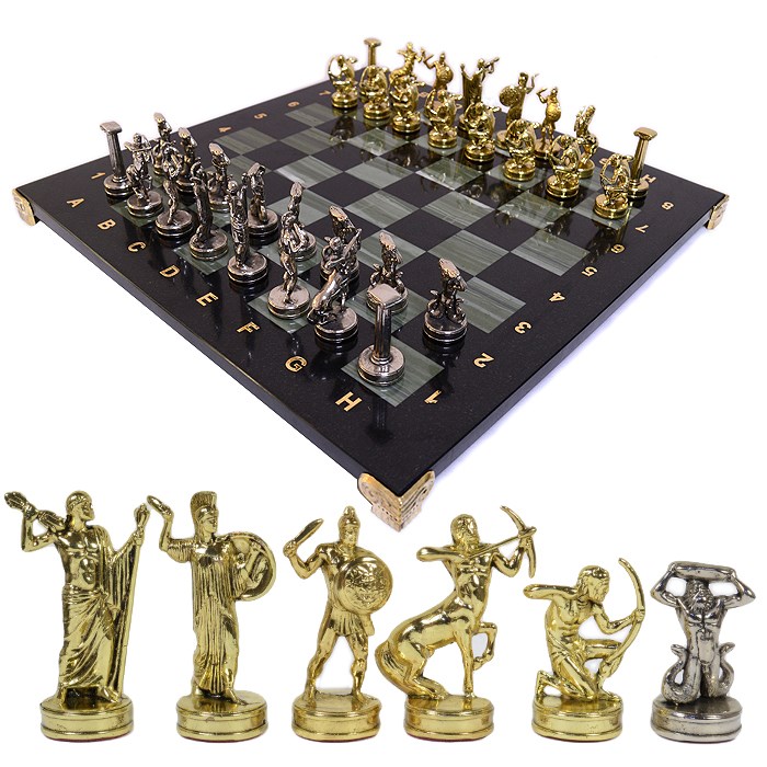 Шахматы с металлическими фигурами Подвиги Геракла