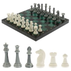 Шахматы Стаунтон из мрамолита / шабровский змеевик доска 40х40 см