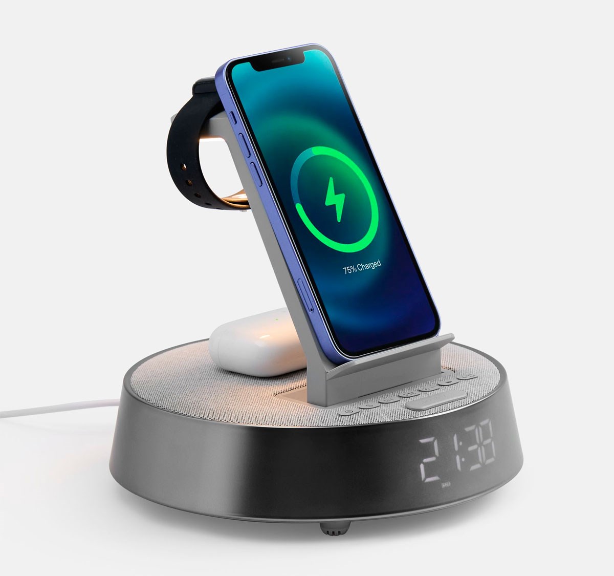 Bluetooth-колонка с беспроводной зарядкой и часами netEnergy