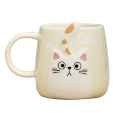 Кружка Котик с хвостиком, бежевый
