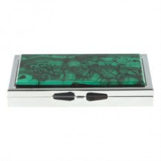 Таблетница на 3 отделения (камень: малахит, цвет: серебро)