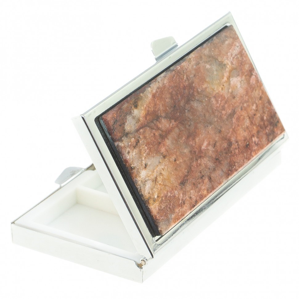 Таблетница на 3 отделения (камень авантюрин, цвет серебро)