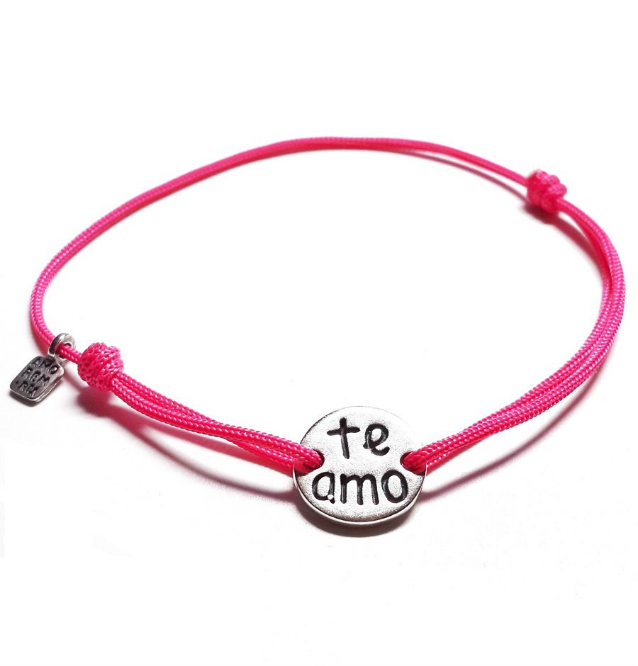 Серебряный веревочный браслет Я тебя люблю