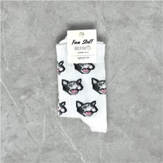 Носки белые «Мем кот плачет»