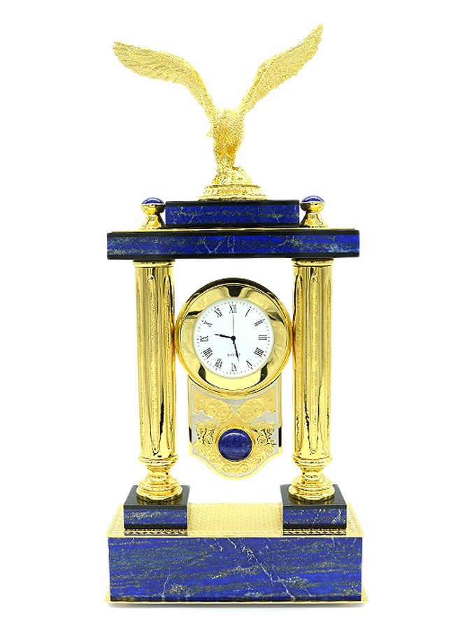 Часы из лазурита с гравировкой Орёл