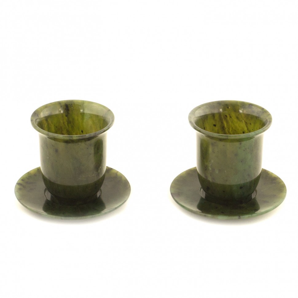 Кофейная пара из нефрита с блюдцами