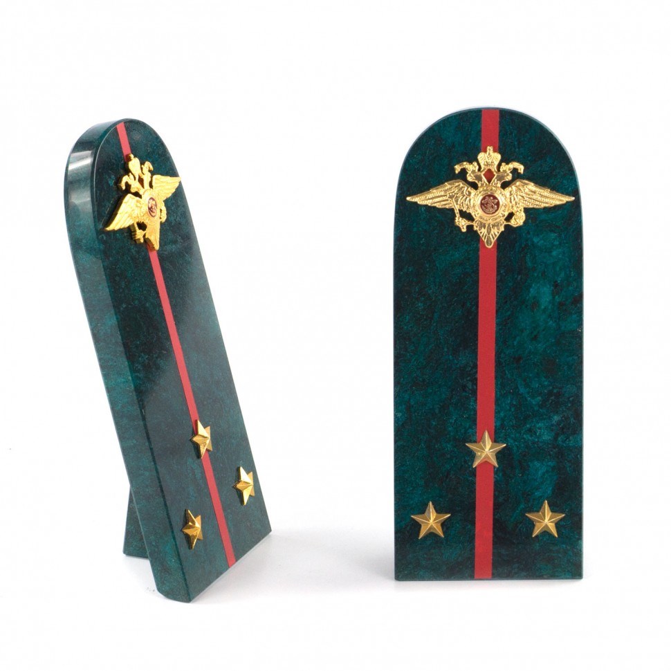 Сувенир Погон: старший лейтенант МВД (камень - змеевик)