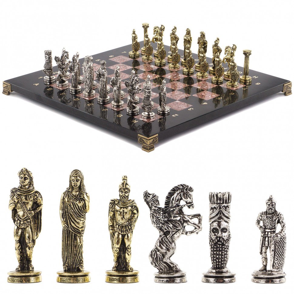 Шахматы Александр Македонский 36х36 см из мрамора
